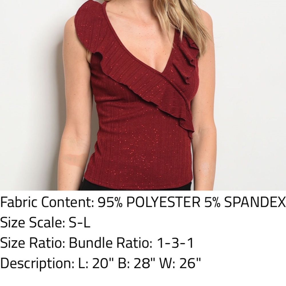 🏆HP🏆Sleeveless Ruffled sparkle metallic top - Picture 3 of 4